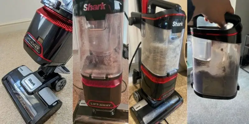 shark lift away pet vacuum test on carpets and hard floor